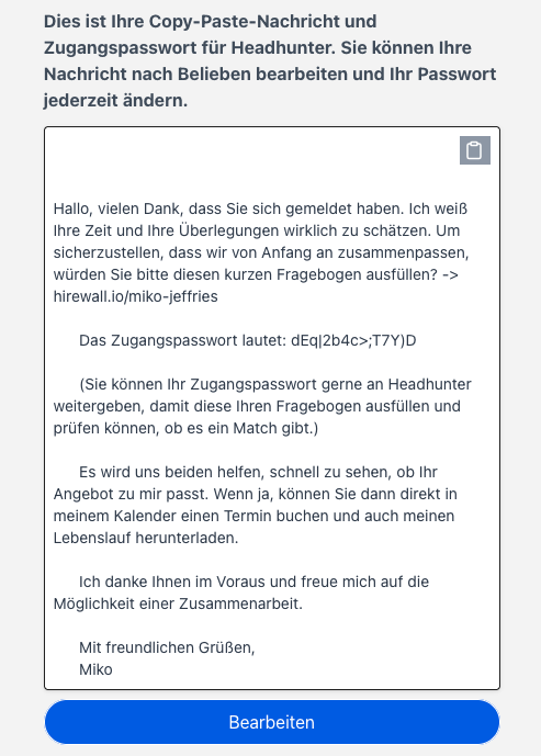 Screenshot of copy&paste message