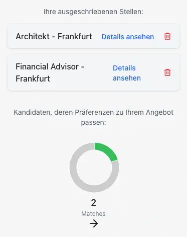 Recruiter dashboard view
