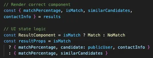 Example of conditional rendering when there is a match or not.