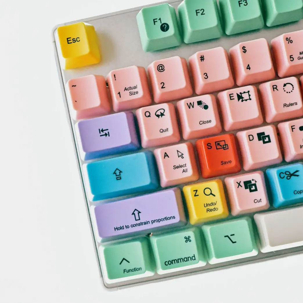 half of a colorful mechanical keyboard